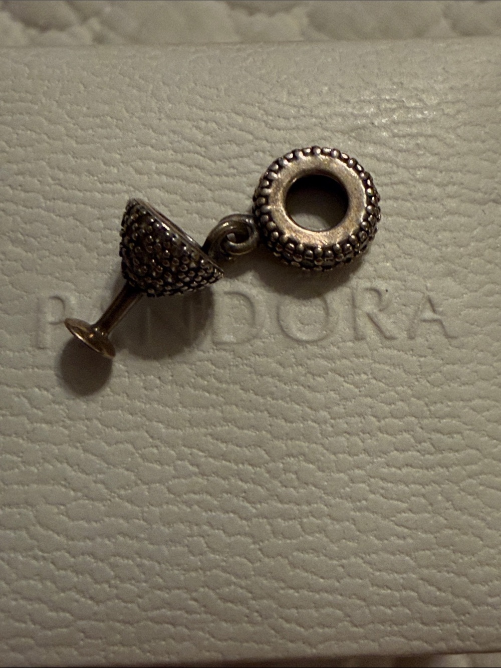 Pandora Silver Pave Wine Glass & Rondelle Charm Set in Silver - Picture 5 of 6
